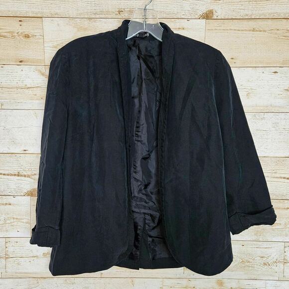 Express Jackets & Blazers - Express Jacket Blazer Oversized Open Front Black Size 0 Small Silky Minimalist